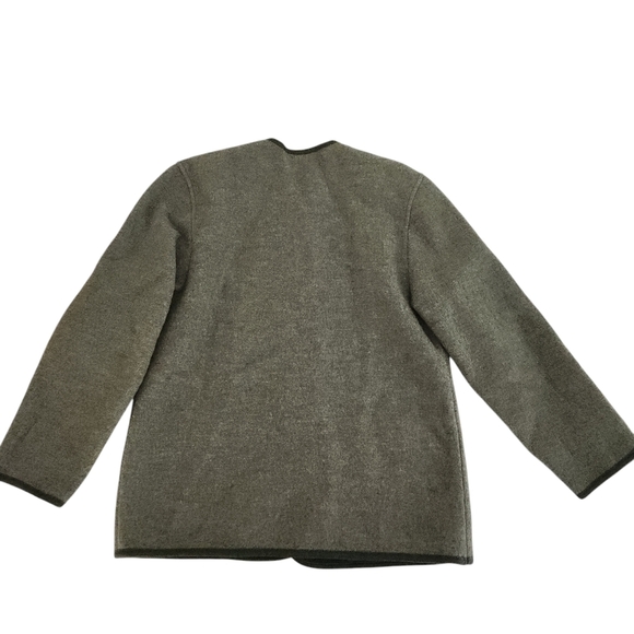 BURGFRIED Vintage Austrian Boiled Wool Cardigan  Green/Olive Embroidery  Size 38 - Picture 3 of 13